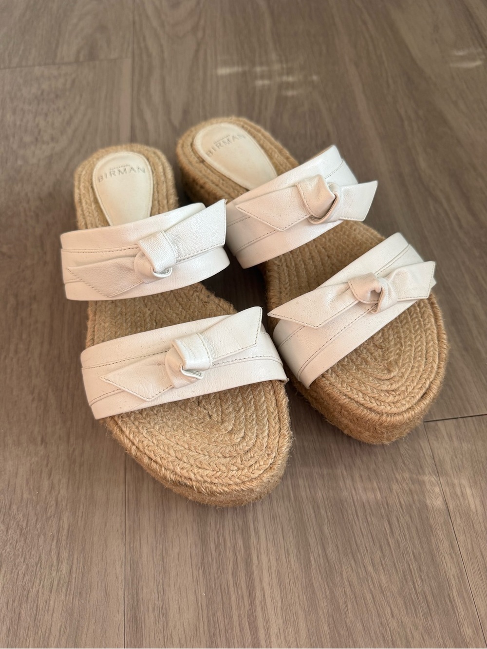 Alexandre Birman White Leather Espadrille Platform Slide Sandals Size 39.5 - Picture 4 of 7
